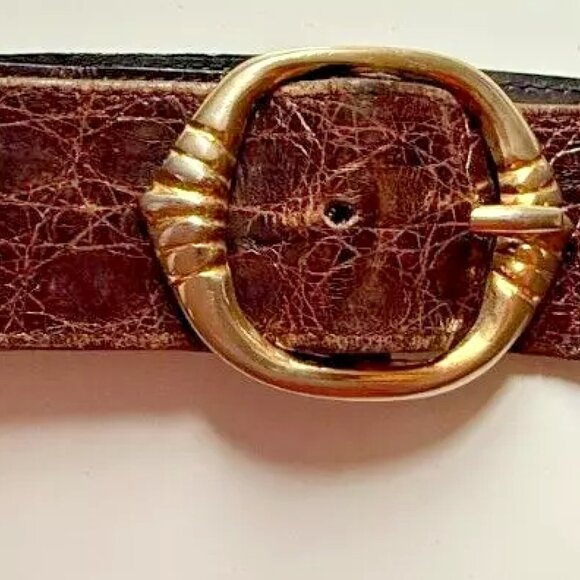 Trianon Annalou Genuine Crocodile Brown Belt Gold Hardware (Size 75/30 US) - Picture 9 of 11